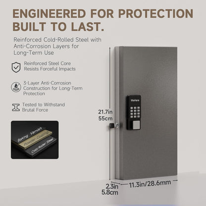 WeHere 48 Key Lock Box Wall Mount, APP Bluetooth/OTP/Wi-Fi/Fixed Code/Key Unlock, Smart Key Cabinet with Key Tag, Key Organizer Holder Box, Key Management Directory for Office, Valet, Realtor, Hotel