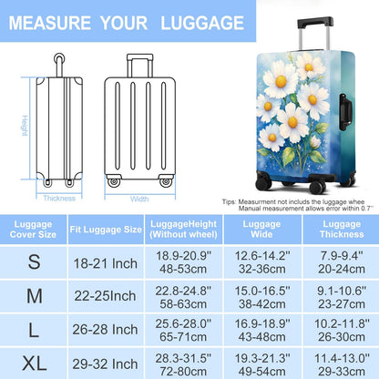 Luggage Cover Washable Suitcase Protector Anti-Scratch,Stretchable Fit for 20-34Inch Luggage Durable Travel Bag Cover with Zipper Closure (Flower-2, S(fits 20-22inch suitcase))