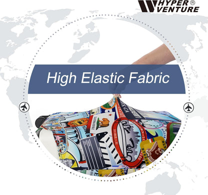 HYPER VENTURE Washable Luggage Cover - Fashion Suitcase Protector Fits 23-26 Inch Luggage (Travel Location, M)