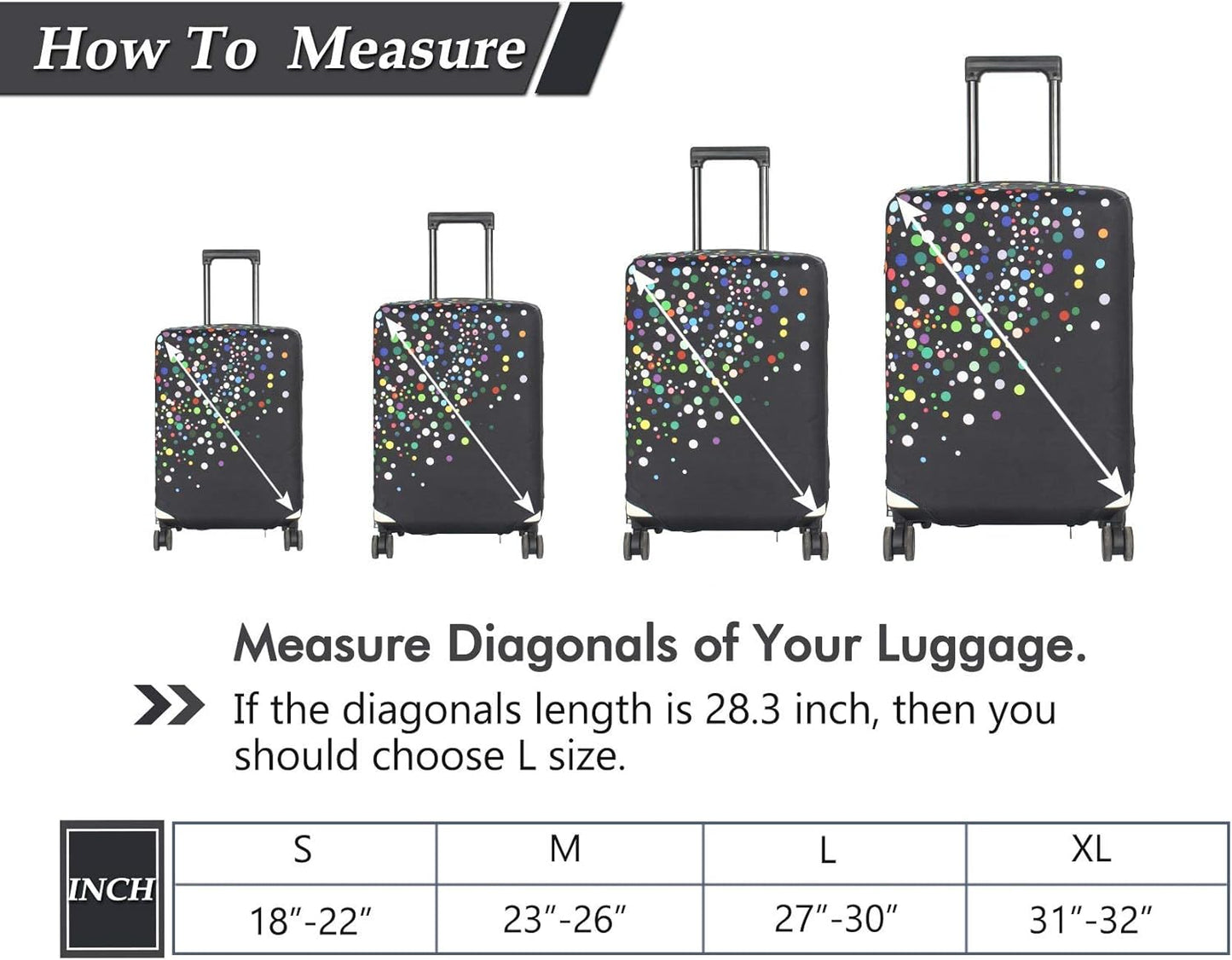 HYPER VENTURE Washable Luggage Cover - Fashion Suitcase Protector Fits 27-30 Inch Luggage (Color Dots, L)