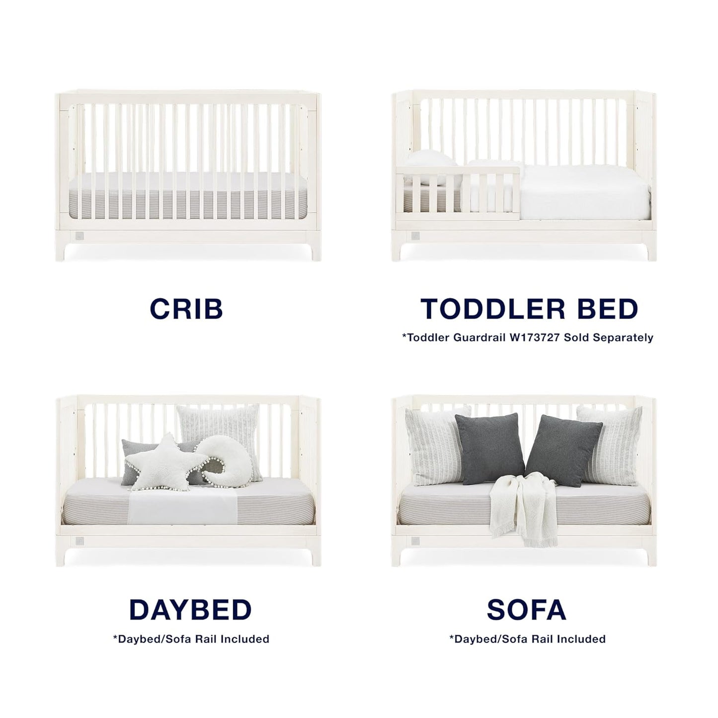 Delta Children babyGap Wren 4-in-1 Convertible Crib Greenguard Gold Certified, Antique White