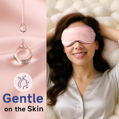 Umisleep 100% Pure Mulberry Silk Sleep Mask, 22 Momme 6A Soft & Smooth Fibers, Breathable Eye Mask for Women Men, Better Light Blocking Sleeping Mask with Travel Pouch, Elastic Strap Blindfold, Pink