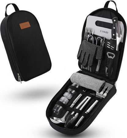 Camping Cookware Storage Bag - Camping Cooking Utensils Set Bag Camping Tool Portable Storage Bag Suitable for Knife, Fork, Spoon, Chopping Board, Chef's Knife,Kitchenware Storage