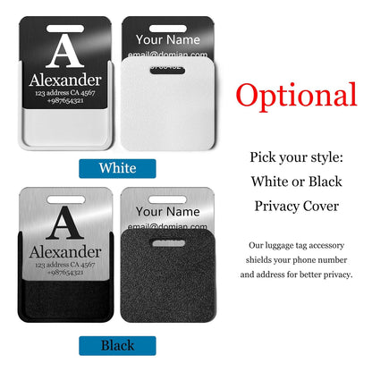 Stainless Steel Personalized Luggage Tags for Suitcases - Custom Name ID Travel Tags for Luggage, Backpacks and Bags - Metal Travel Essentials Accessories for Kids, Women and Men - Bulk Set (3 Pack)