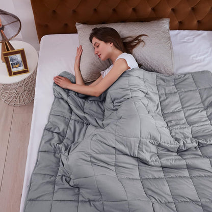 L'AGRATY Weighted Blanket - 48"x72" 15lbs Cooling Breathable Heavy Blanket Microfiber Material with Glass Beads for Adult All-Season Summer Fall Winter Soft Thick Comfort