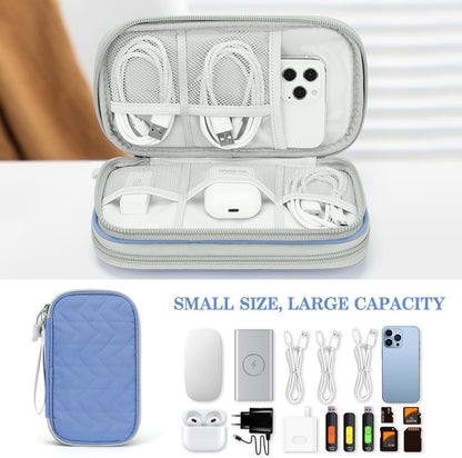 FYY Electronic Organizer, Travel Cable Organizer Bag Pouch Electronic Accessories Carry Case Portable Waterproof Double Layers All-in-One Storage Bag for Cable, Cord, Charger, Phone, Blue Pattern