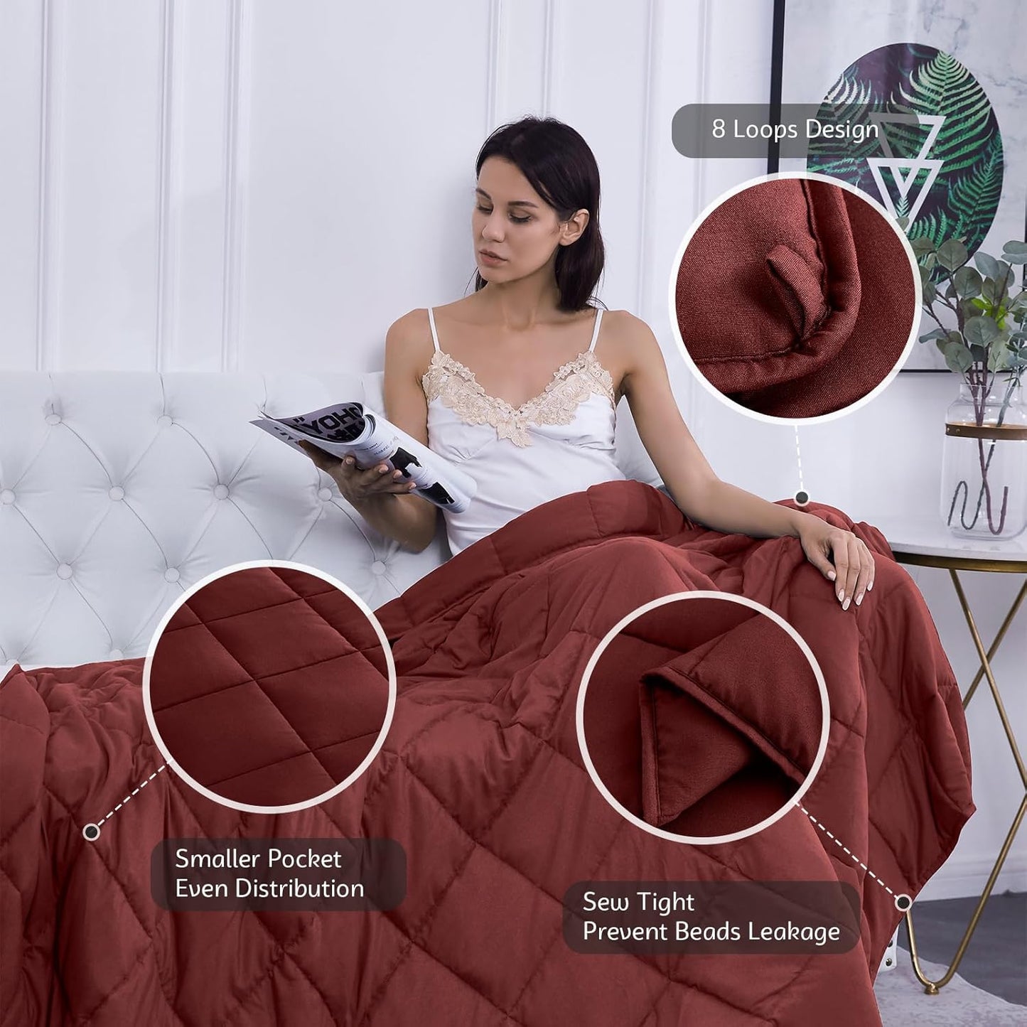 L'AGRATY Weighted Blanket - 48"x72" 20lbs Cooling Breathable Heavy Blanket Microfiber Material with Glass Beads for Adult All-Season Summer Fall Winter Soft Thick Comfort