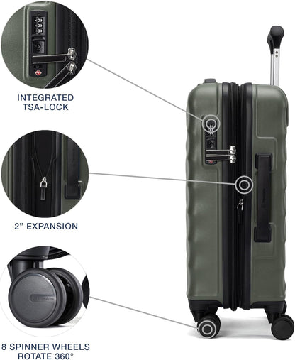 Travelpro Maxlite Air V2 Hardside Expandable Carry on Luggage, 8 Spinner Wheels, Lightweight Hard Shell Suitcase, TSA lock, Slate Green, Compact Carry On 20-Inch