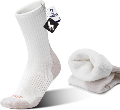 Alpaca Wool Hunting Socks 2 pairs for Men Women, Thermal Warm Compression Thick Winter Cushioned Hiking Boot Moisture Wicking