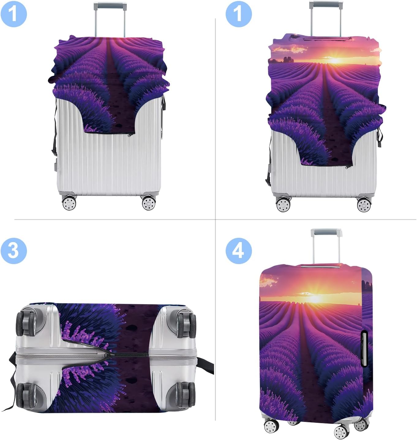 Luggage Cover Washable Suitcase Protector Anti-Scratch,Stretchable Fit for 20-34Inch Luggage Durable Travel Bag Cover with Zipper Closure (Lavender, L(fits 28-30Inch suitcase))