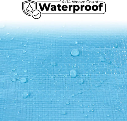Tarps Heavy Duty Waterproof 20x20-12 mil Thick Camping Tent - Blue Tarp 20x20 UV Resistant, Rip & Tear Proof with Metal Grommets – Multipurpose Use for Camping, Tent, Boat, RV, Car, & Pool Cover