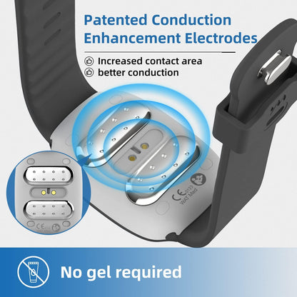EmeTerm Fashion Anti-Nausea Wristband Relieve Morning Motion Travel Sickness Rechargeable Drug Free Bands Without Side Effects - Extra 2pack Conductive Gel (Black - Extra 2pack Conductive Gel)