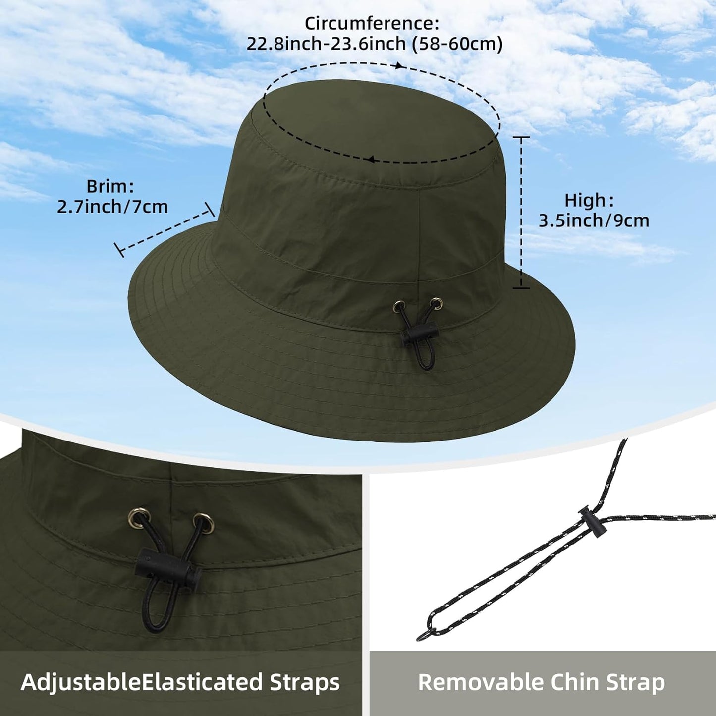 Durio Waterproof Bucket Hats for Woman UPF 50+ Sun Hat UV Protection Packable Rain Hats for Women Lightweight Hiking Hat