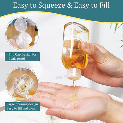 Cosywell Leakproof Squeeze Bottles Travel Kit - 4pc 3.4 oz TSA Approved for Shampoo, Conditioner and Toiletries