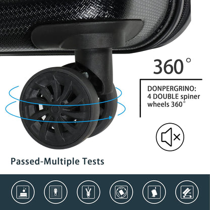 Luggage Sets 3 Piece(20/24/28)-Suitcase Set- Luggage with Wheels-PC + ABS Durable Lightweight Rotating hardshell suitcase 5PCS (Black)…