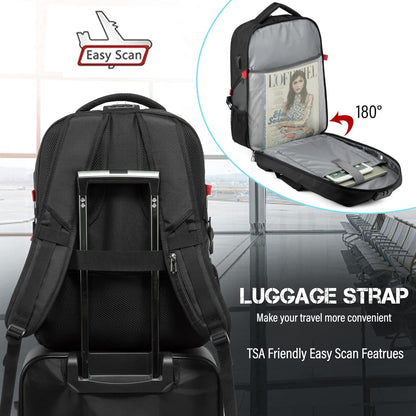 LOVEVOOK 17 inch Travel Laptop Backpack, DarkGrey, Waterproof, Anti-Theft with Lock, USB Charging Port, Large Capacity, Multi-Purpose
