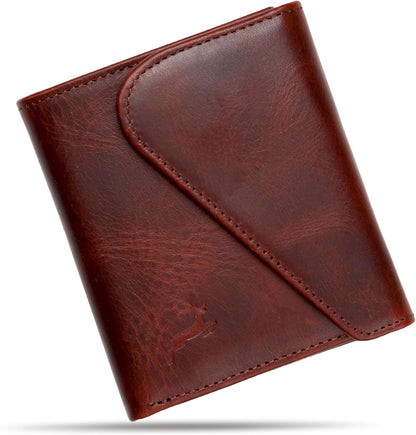 Leather RFID Wallet for Men, Slim Leather Mens Wallet, Handcraft Men's Wallets, Card Cases & Money Organizers, Magnetic Closure Sleek RFID Blocking Thin Mens Wallets with 9-12 Card Slots & Gift Box