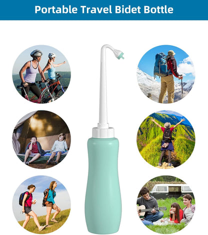 Portable Bidet for Toilet, Bidet Attachment,Handheld Personal Travel Bidet Parts 650ml Extra Long Pointed Nozzle Spray for Childbirth, Personal Hygiene, Outdoor, Camping with Travel Bag- 22oz/ Green