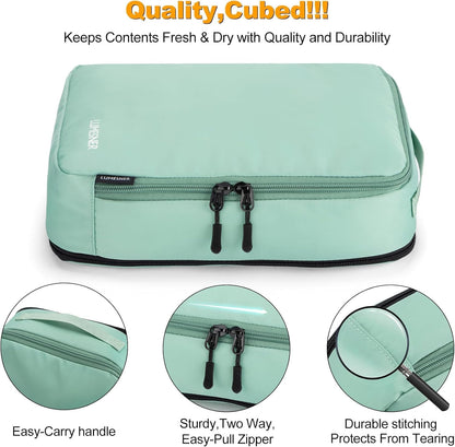 8 Set Compression Packing Cubes for Travel, Waterproof Luggage Organizers, Suitcase Organizer Set for Carry-On & Checked Baggage, Travel Accessories for Men & Women