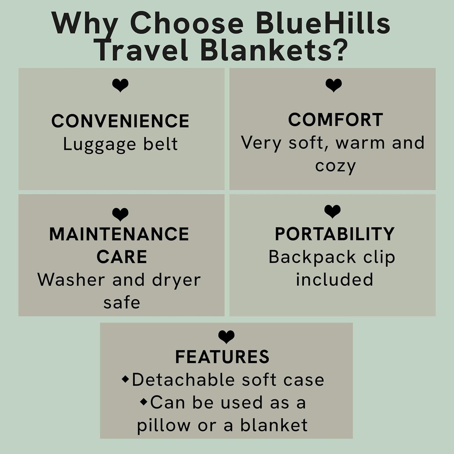 BlueHills Premium Soft 2-Pack Travel Blanket Pillows Airplane Large Plane Flight Throw Travel Blankets for Two in a Bag Compact Traveling Essentials Warm Travel Gifts Long Beige T205
