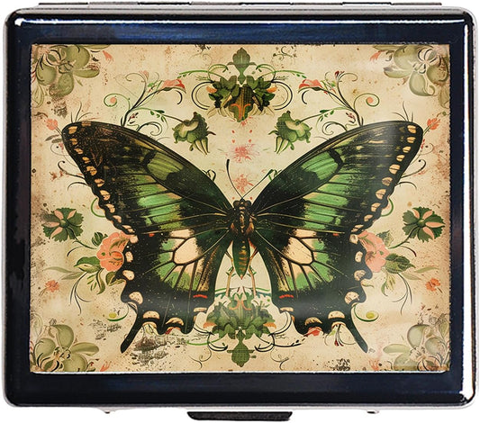 Cute and Portable Metal Pill Organizer – 8 Compartments, Elegant Chrome Finish, Ideal for Travel and Daily Use (Vintage Butterfly)