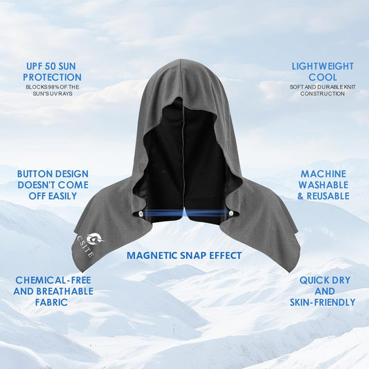 4 Pack Cooling Hoodie Towels for Neck and Face, UPF 50 Sun Protection & Instant Cooling, Ice Towels for Hot Weather, Soft Breathable Towel for Sport, Work Out, Gym, Camping & More Activities