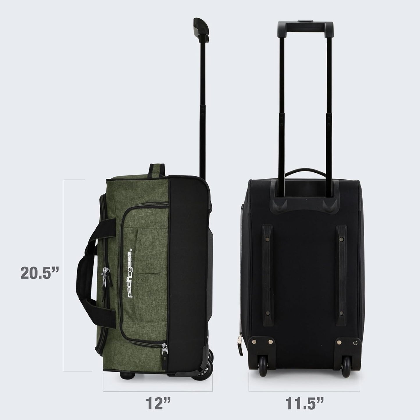 Pacific Gear Rolling Duffel Bag with Wheels, Luggage, Hockey, Sports, XL, Rollers, Heavy Duty 21"