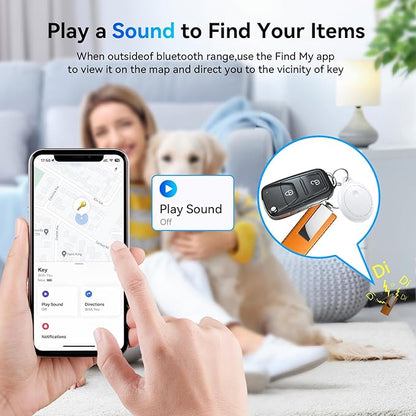 Tags-4 Pack, Smart Bluetooth Tracker Work with Apple Find My, Key Finders and Find My Tracker, Game Changer Waterproof Smart Tag with Key Ring GPS Tracker Tag for Keys/Luggage/Wallet (White)