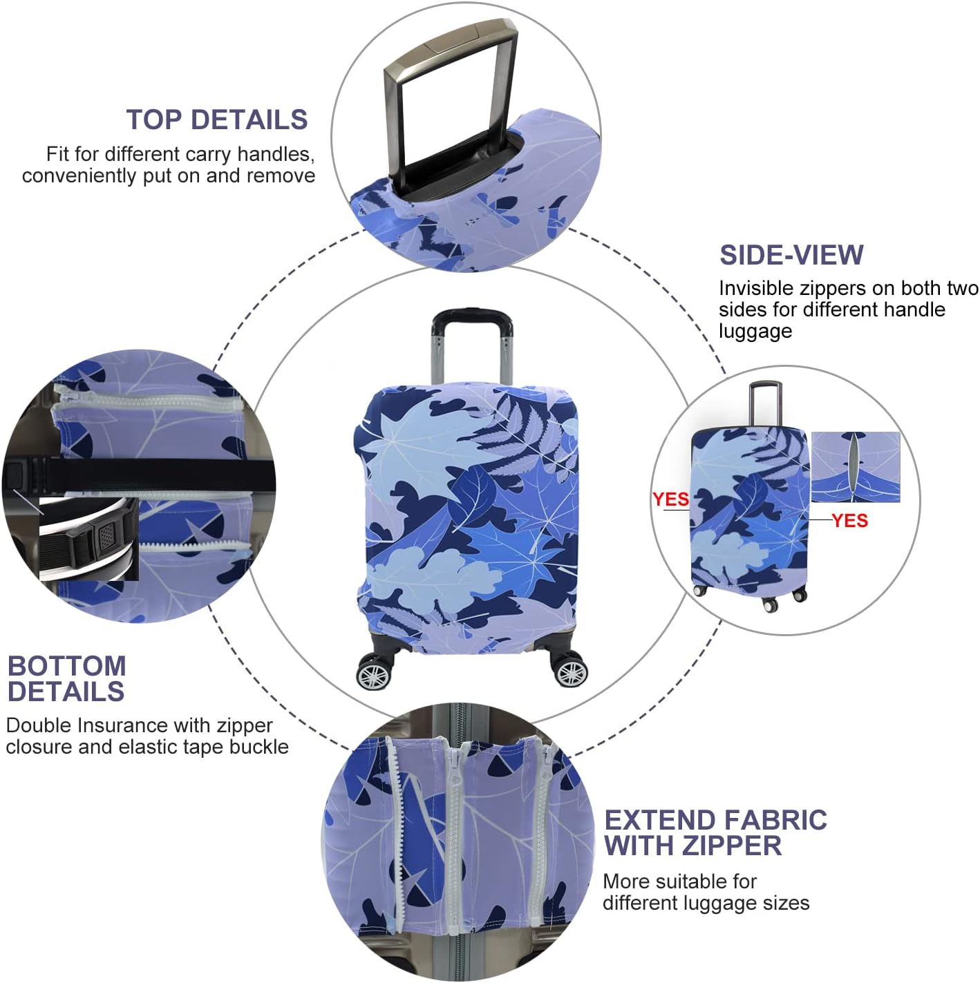 Travel Luggage Cover, Suitcase Protector Bag Fits 19-20 Inch Luggage Bluemaple