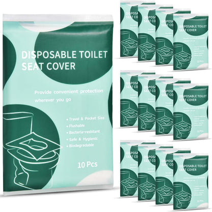 120 Pcs Disposable Flushable Paper Toilet Seat Covers Travel Supplies Essentials for Airplane, Public Restrooms, Bathroom, Hotels, Camping, Kids or Adults