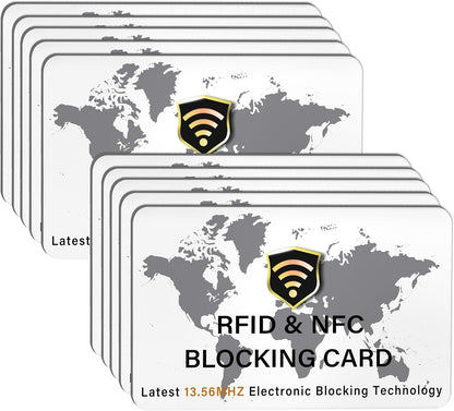 SaiTech IT 10 Pack RFID Blocking Card NFC Contactless Debit/Credit Card ATM Passport Protector ideal for Men & women slim with World map design perfectly fit in wallet(White)