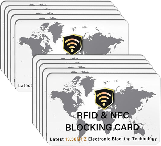 SaiTech IT 10 Pack RFID Blocking Card NFC Contactless Debit/Credit Card ATM Passport Protector ideal for Men & women slim with World map design perfectly fit in wallet(White)