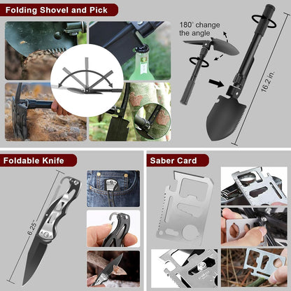 Gifts for Father's Day Men - 118-in-1 Survival Kits - Military-Grade Survival Gear for Outdoor Adventures, Disaster Preparedness, Car/Home/Office Emergency Kit with First Aid Supplies