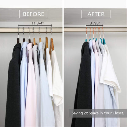 MIZGI Premium Velvet Hangers (50 Pack) Heavy Duty - Non Slip Felt Suit Hanger Teal/Turquoise - Rose Gold Hooks,Space Saving Clothes Hanger