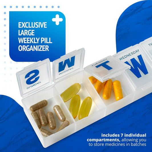 MEDca Weekly Pill Organizer, 7-Day Pill Planner Extra Large, (Bulk Case Pack of 100 Pill Organizers)