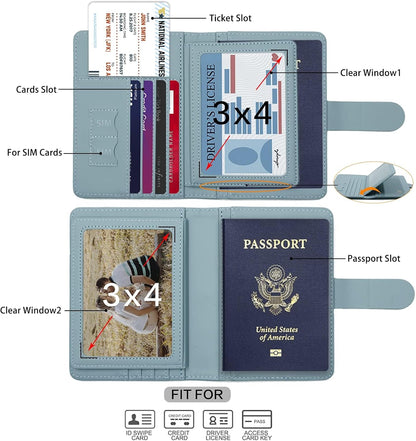 Melsbrinna Rfid Passport Holder for Travel women/Men, Cute Passport Wallet Rfid Blocking Card Slots, Rfid Passport Cover/CaseTravel Wallet, Passport Book Holder (1, Green2)