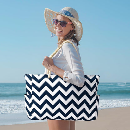 Becokan Beach Bag Large Beach Tote Bag for Women Waterproof Sandproof Swim Pool Bag With Zipper
