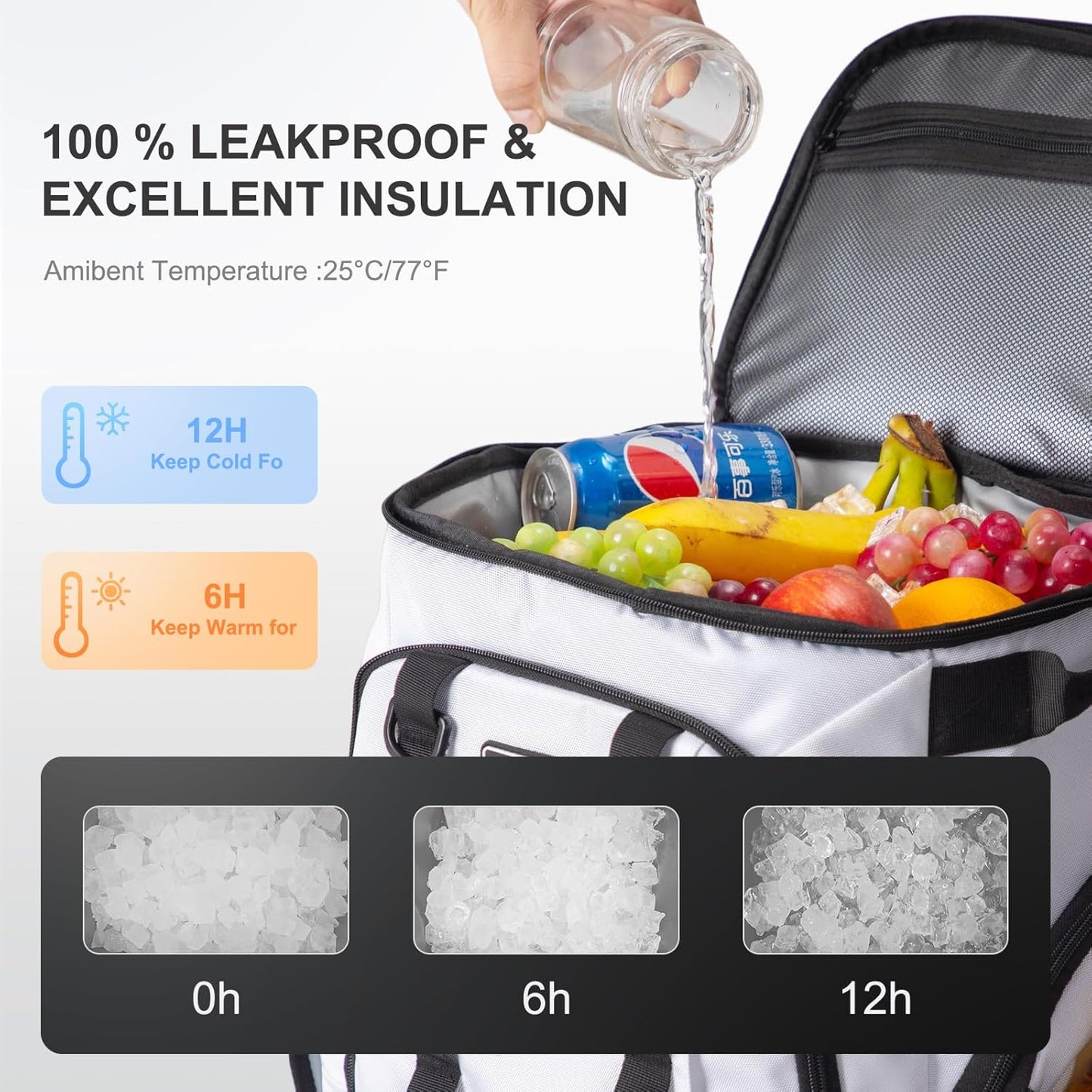 Beach Cooler Backpack for Men 36cans Insulated Backpack Cooler Lunch Bag for Women Camping Hiking Picnic Travel for 18 Hours Cooling 30L