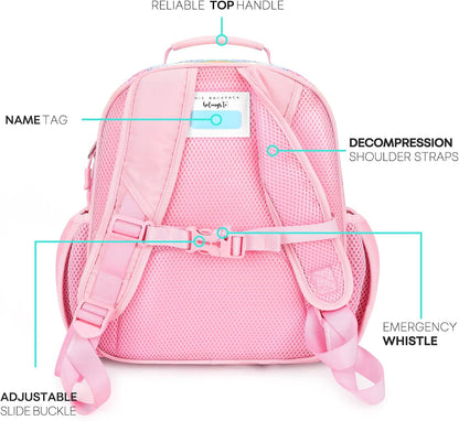 mibasies Girls Backpack 5-8: Glitter Kids Backpacks for Girls - Girl Bookbag for Elementary School - Twill Rainbow Pink