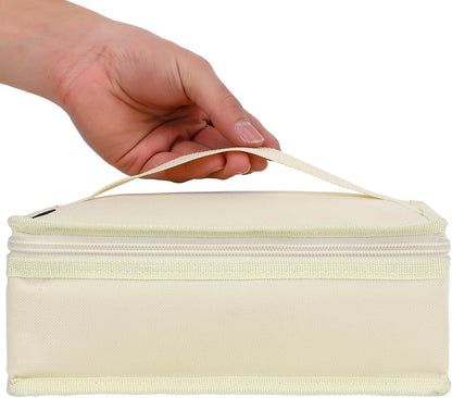 FlowFly Small Insulated Lunch box Portable Soft Bag Mini Cooler Thermal Meal Tote Kit with Handle for Work & School, Beige