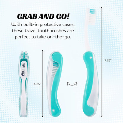 Lingito Travel Toothbrushes - Mini Toothbrush with Cover, Camping Toothbrush Kit (7 Pack Medium)
