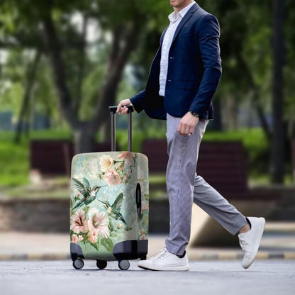 Hummingbird Luggage Cover for Women Travel Luggage Covers for Suitcase Elastic Spandex Suitcase Covers Protector with Zipper Flower Suitcase Covers for Luggage Fit 18-21 Inch