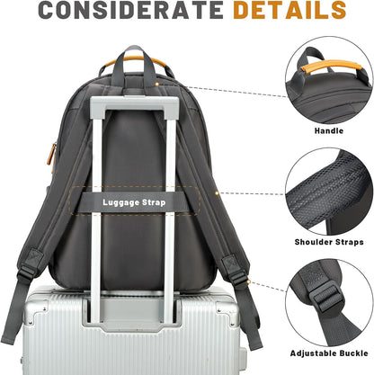 mygreen Waterproof Travel Backpack for Adults, 15.6 Inch Laptop Backpack with Multiple Compartments | Durable Anti-Theft Design, Luggage Strap, Lightweight for Business, Commute, and Air Travel Beige