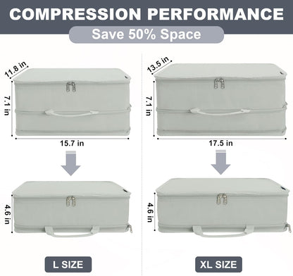 Compression Packing Cubes for Travel Essentials, 2 Pack Expandable Travel Cubes for Packing Bags Suitcase Organizer, Grey