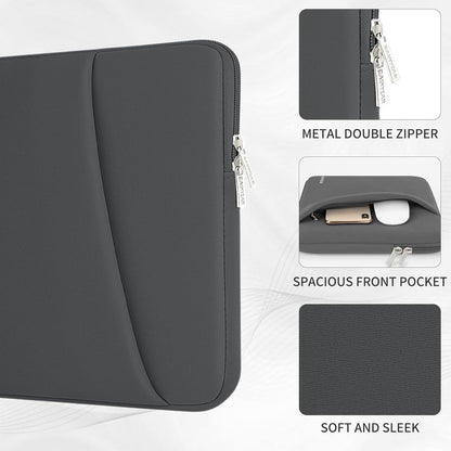 RAINYEAR Laptop Sleeve Case with Front Pocket, 15.6 Inch Protective Portable Case with Front Pocket, Briefcase Laptop Carrying Bag Cover Compatible for HP, Dell, Asus, Lenovo, Notebook, Gray