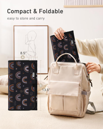 Babebay Portable Diaper Changing Pad, Waterproof Foldable Travel Changing Mat for Baby Boy Girl, Lightweight Travel Changing Station, Boho Geometric Pattern