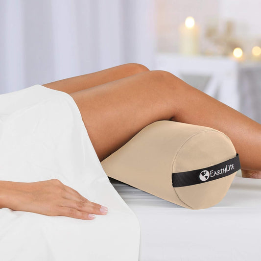 EARTHLITE Bolster Pillow Stowaway – Inflatable Massage, Travel & Leg Bolster, 100% PU Upholstery incl. Carry Strap/Adjustable Firmness/Back Pain Relief