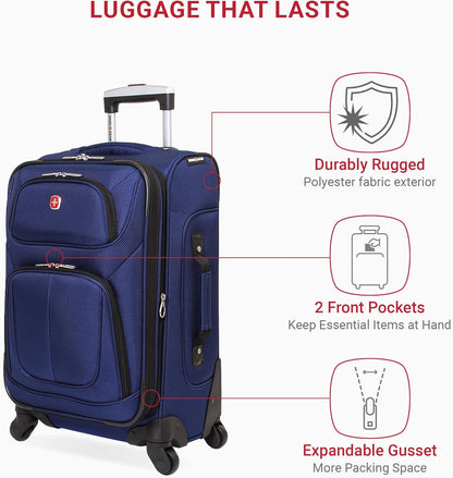 SwissGear Sion Softside Expandable Luggage, Blue, 2-Piece Set (21/29)