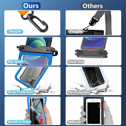 Temdan 2 Pcs Waterproof Phone Pouch, [Up to 10" Large] Universal IPX8 Waterproof Cell Phone Case Dry Bag with Lanyard for iPhone 16 Pro Max/16E/15/14/13,Galaxy S25 Ultra/S24/S23 for Vacation -Blue