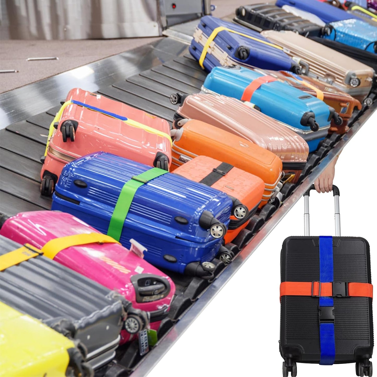 4Pcs Luggage Straps for Suitcase Travel Accessories TSA Approved, 80In Long Belts to Keep Your Suitcase Secure, Adjustable Bag Straps with Quick-Release Buckle for Travel Bag Closure, Pink